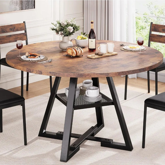 Round Pedestal Dining Table for 4