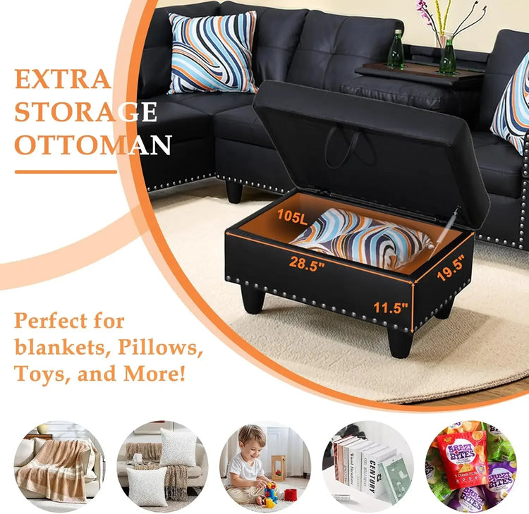 Modern 4-Seat L-Shaped Sectional Sofa