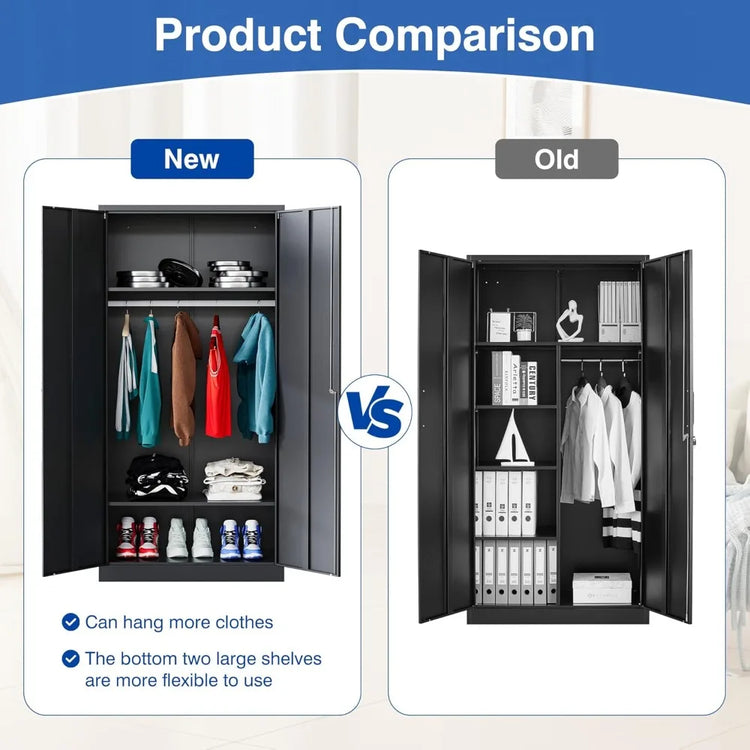 72" Metal Armoire Wardrobe with Shelves