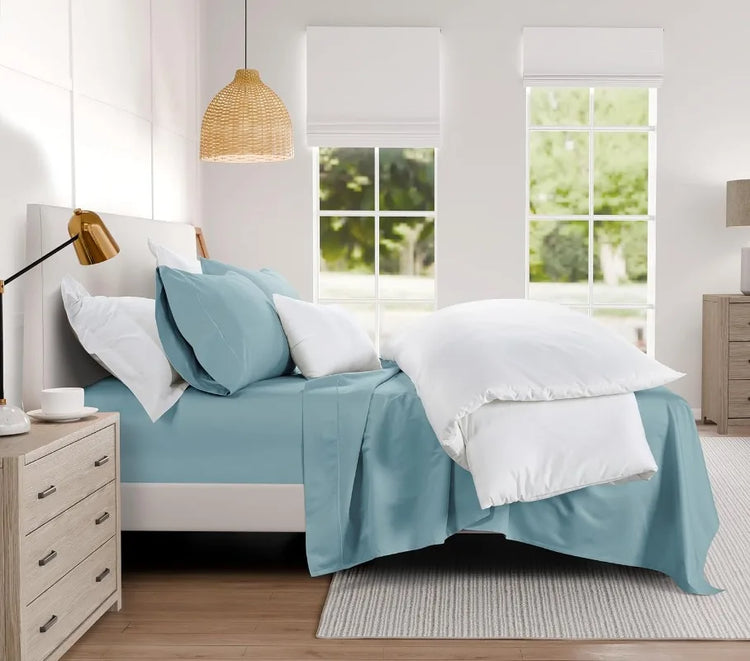 Teal Cotton King Sheet Set