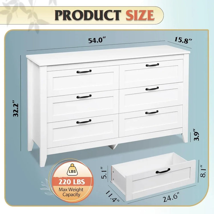 Retro 6-Drawer Dresser