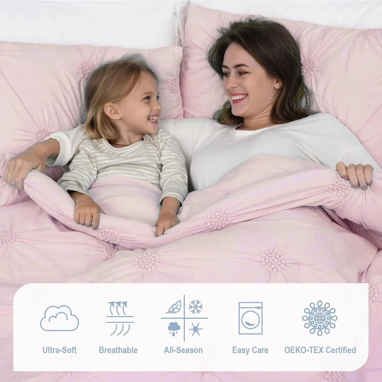 Blush Pink 3D Floral Full/Queen Comforter Set