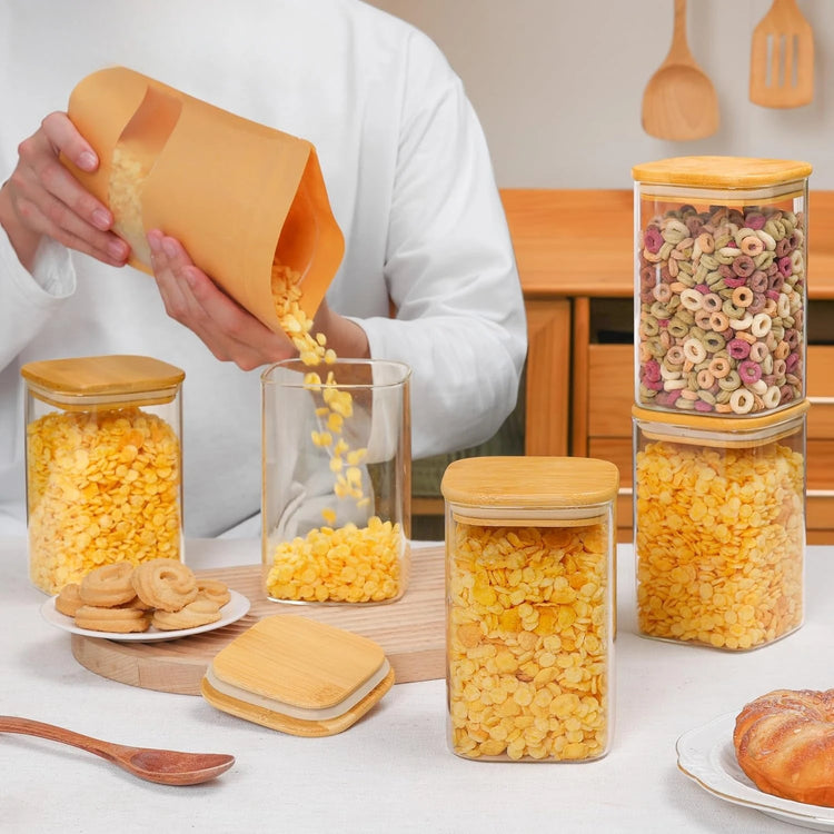 9-Piece 37oz Square Glass Canister Set with Lids