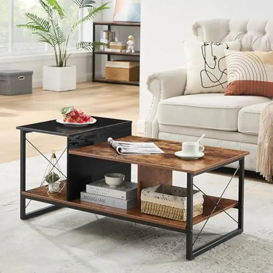 2-Tier Coffee Table with Storage Shelf