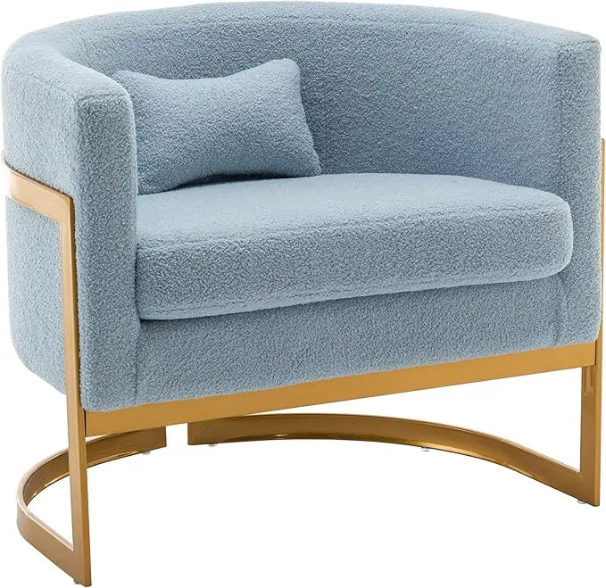 Velvet Barrel Accent Chair with Gold Legs