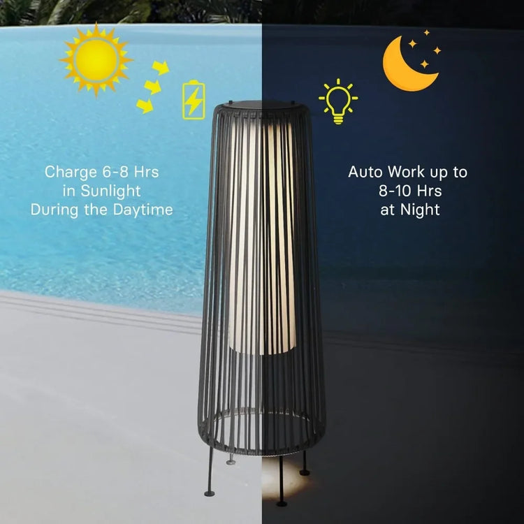 2-Pack Solar Outdoor Wicker Floor Lamps