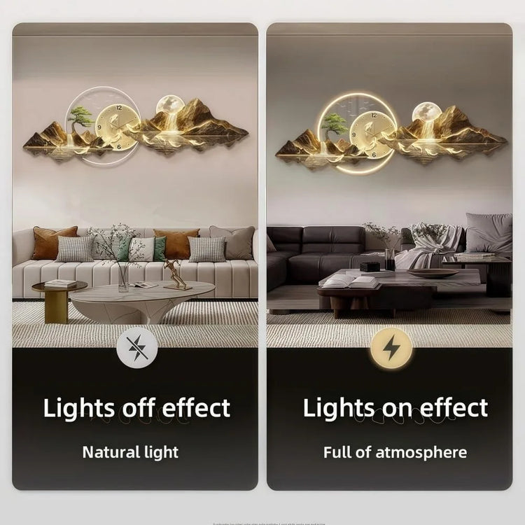 Modern 3D LED Wall Clock – Mountain View Design