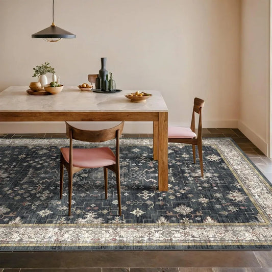 Boho 6x9 Black and Gold Area Rug