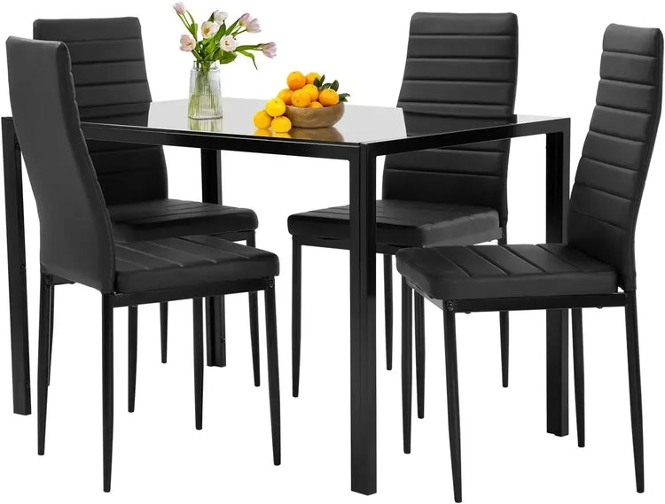 Modern Glass Dining Table Set for 4