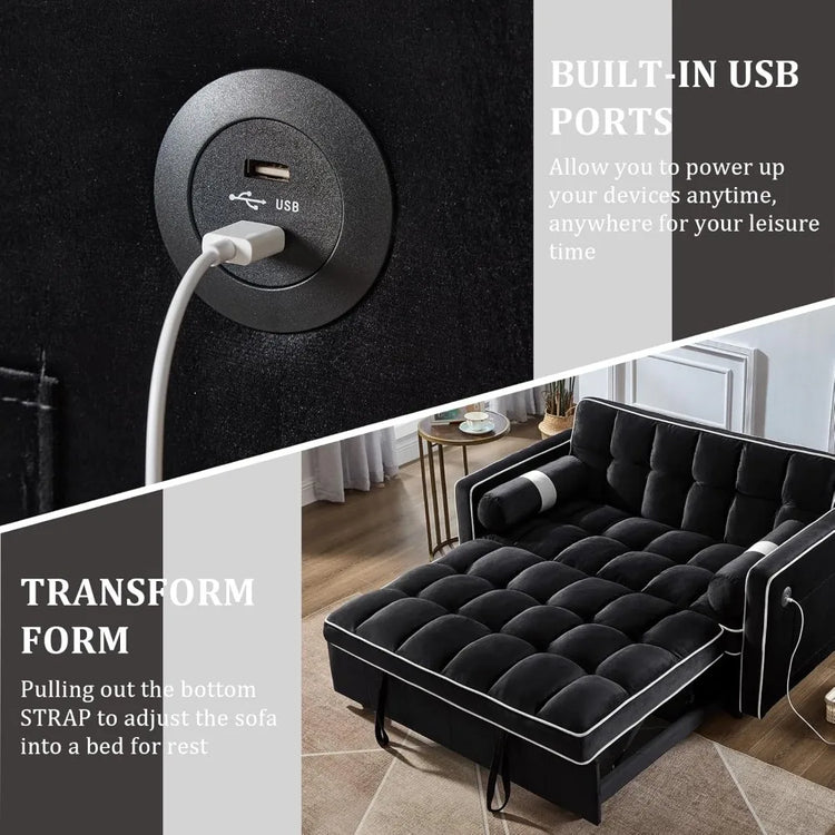 3-in-1 Convertible Sofa Bed with USB Ports