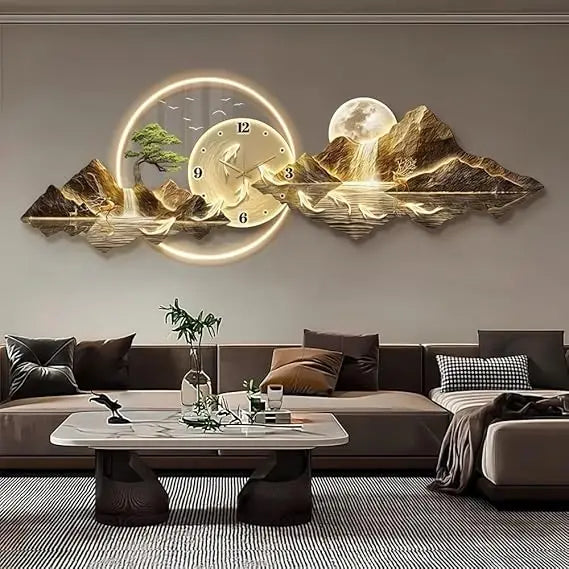 Modern 3D LED Wall Clock – Mountain View Design