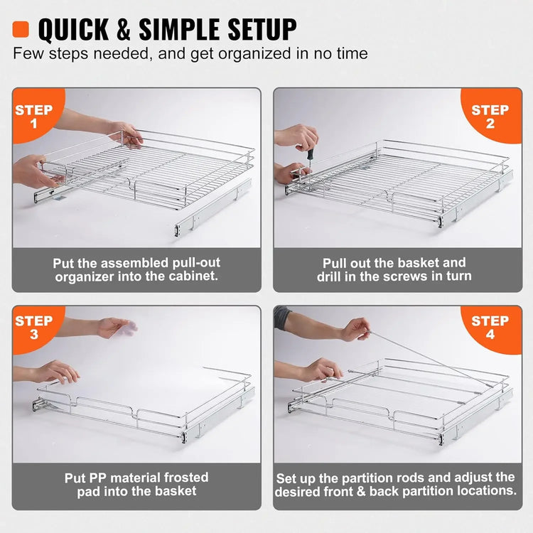 20" Pull-Out Cabinet Organizer Drawer