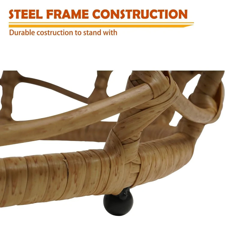 Boho Wicker Nesting Tables with Solar Lights - Set of 2