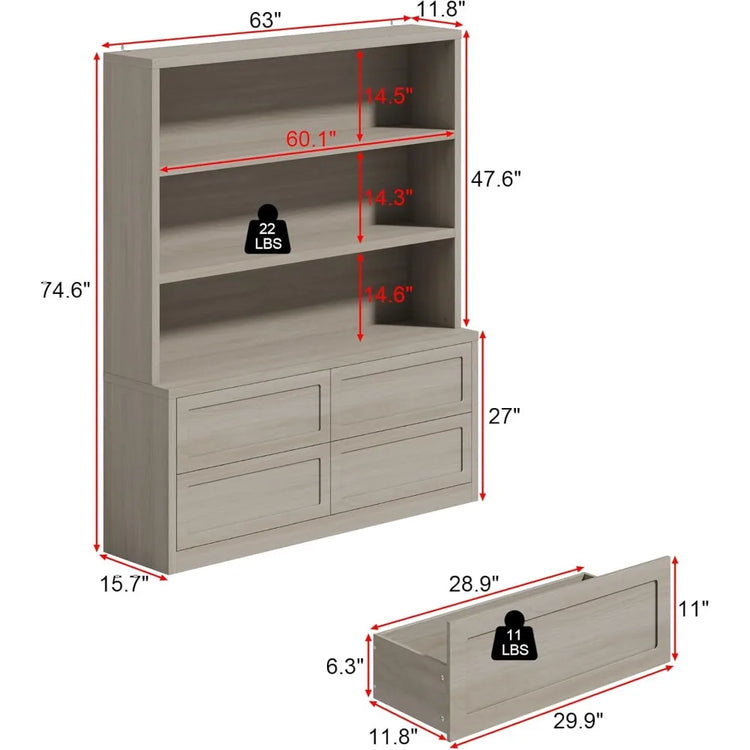Large Kitchen Hutch with Drawers