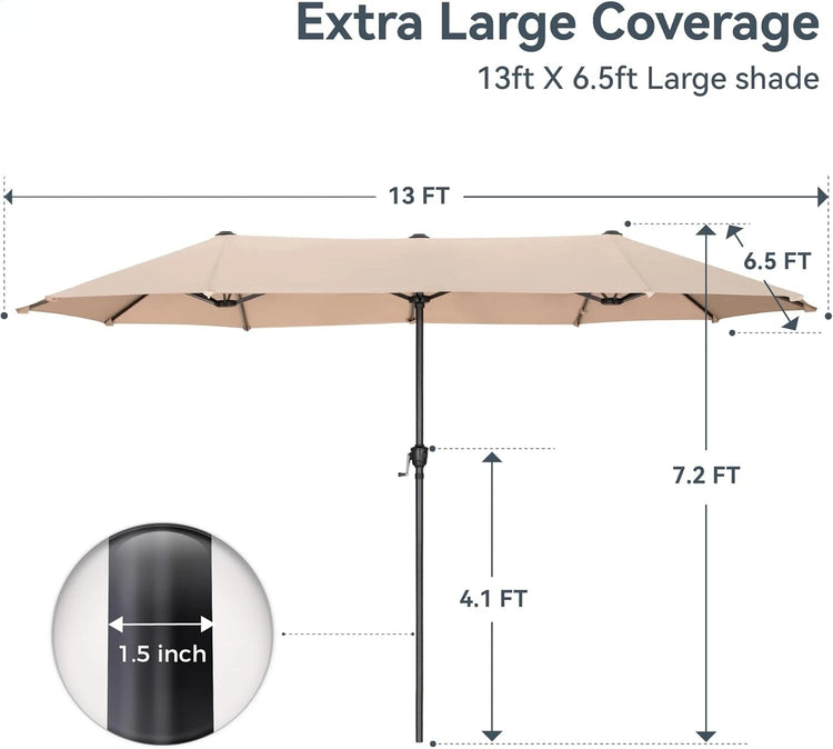 13 ft Double-Sided Patio Umbrella with Crank