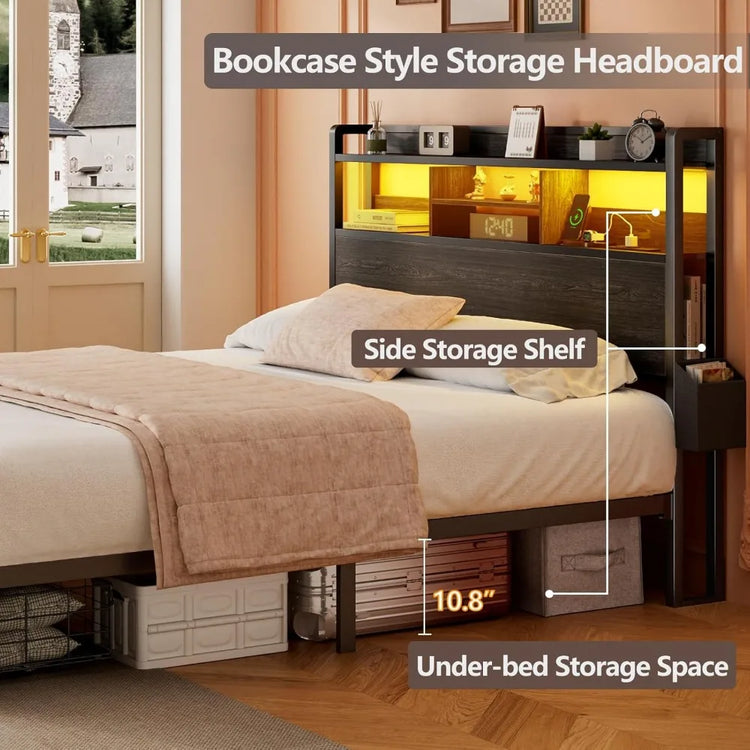 Queen Bed Frame with Headboard & Storage Drawers