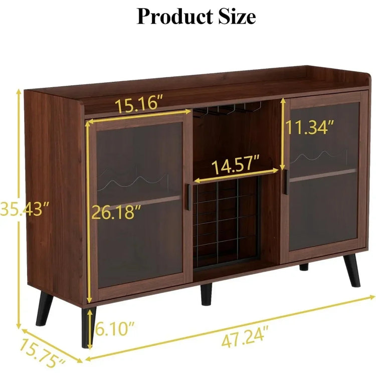 Wine Bar Cabinet with LED Lights and Storage