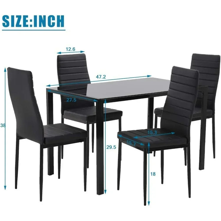 Modern Glass Dining Table Set for 4