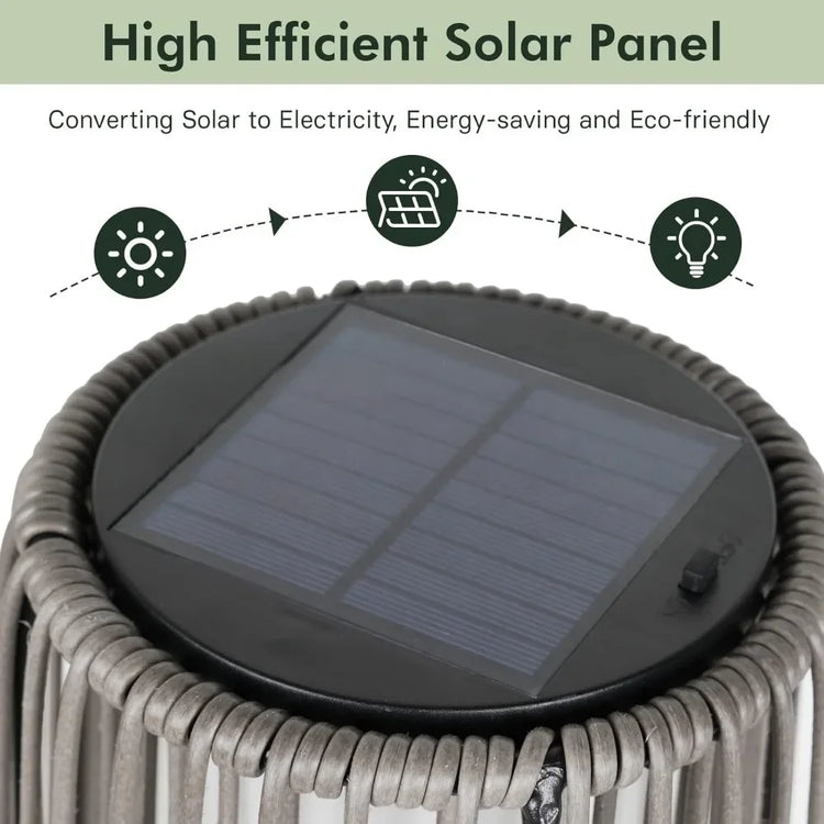 2-Pack Solar Outdoor Wicker Floor Lamps