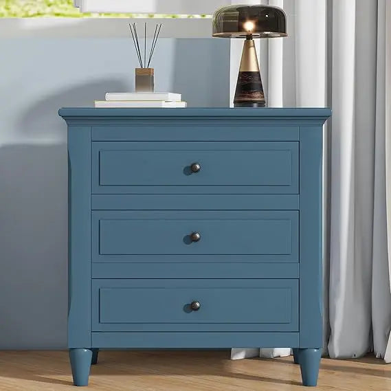 Solid Wood 3-Drawer Nightstand