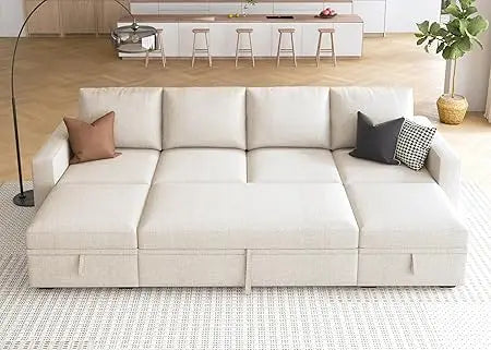 Modular Sectional Sleeper Sofa with Storage Ottoman