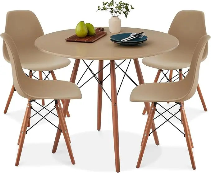 5-Piece Dining Set – Compact Mid-Century Modern Table