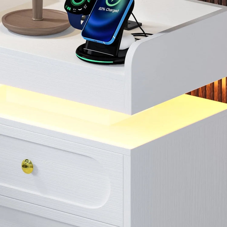 Modern LED Nightstand with Charging Station