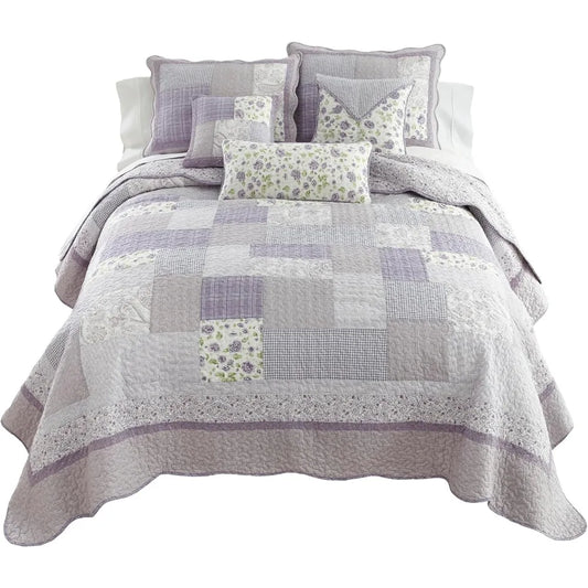 2-Piece Lavender Rose Twin Quilt Set