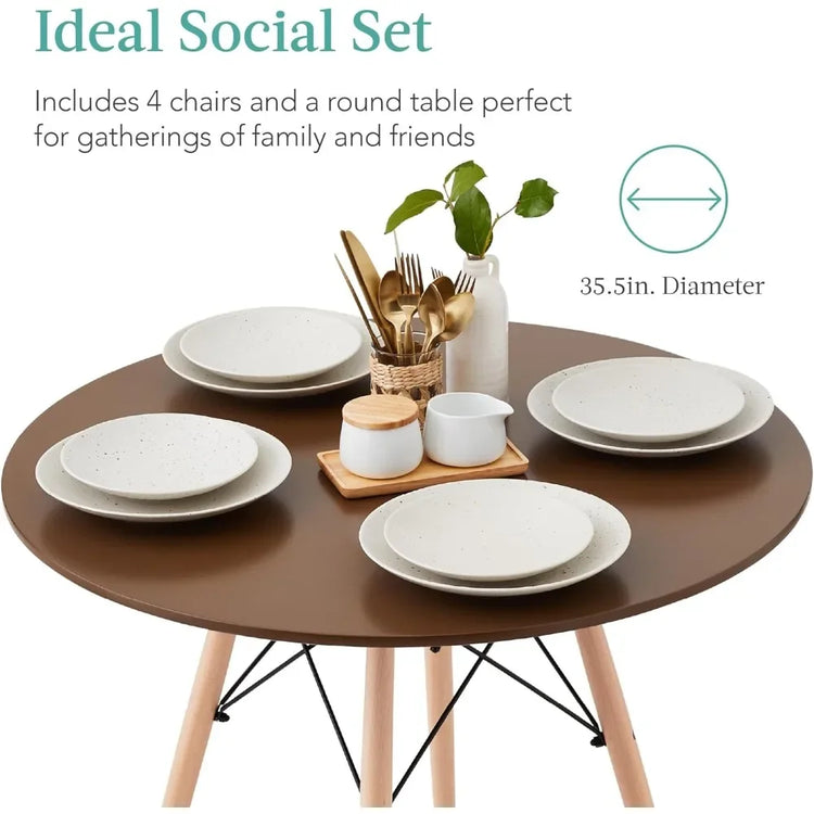 5-Piece Dining Set – Compact Mid-Century Modern Table