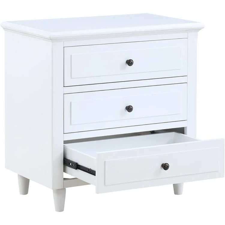 Solid Wood 3-Drawer Nightstand