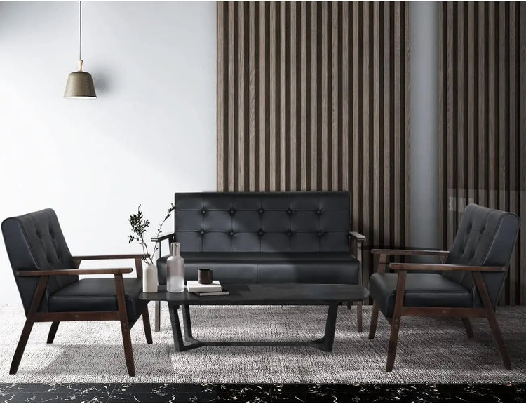 3-Piece Sofa Set with Loveseat & Accent Chairs